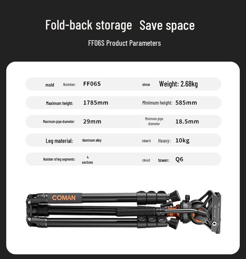 8K Man FF06S Portable DSLR & Mirrorless Camera Tripod and Monopod Stand for Video & Photography