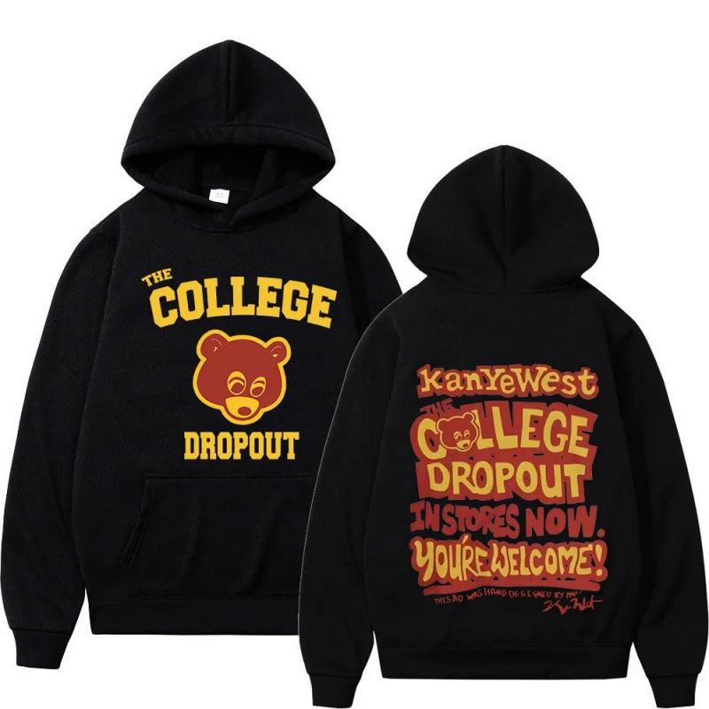 

Канье Уэст колледж Dropout Hoodie Музыка Hoodie XS чёрный