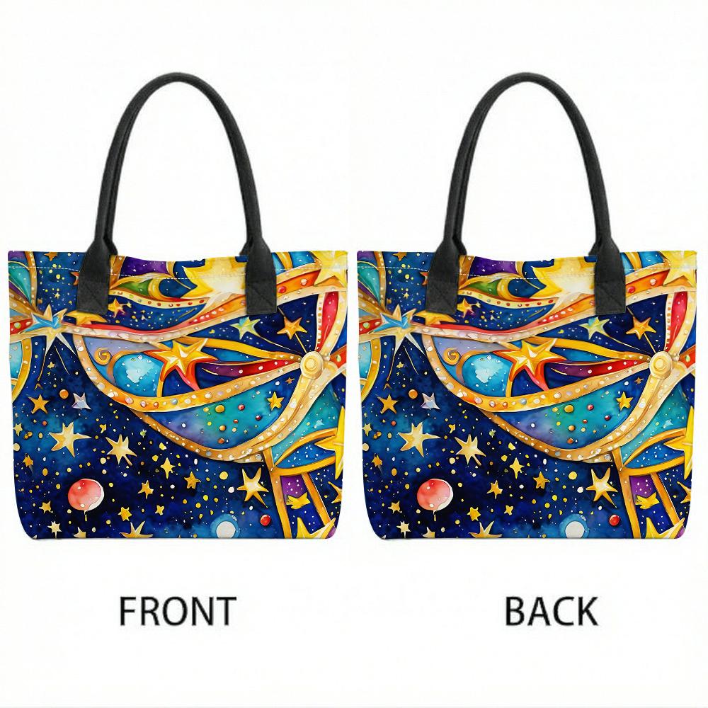 Starry Print Tote Bag Large Casual Shoulder Bag for Daily Use