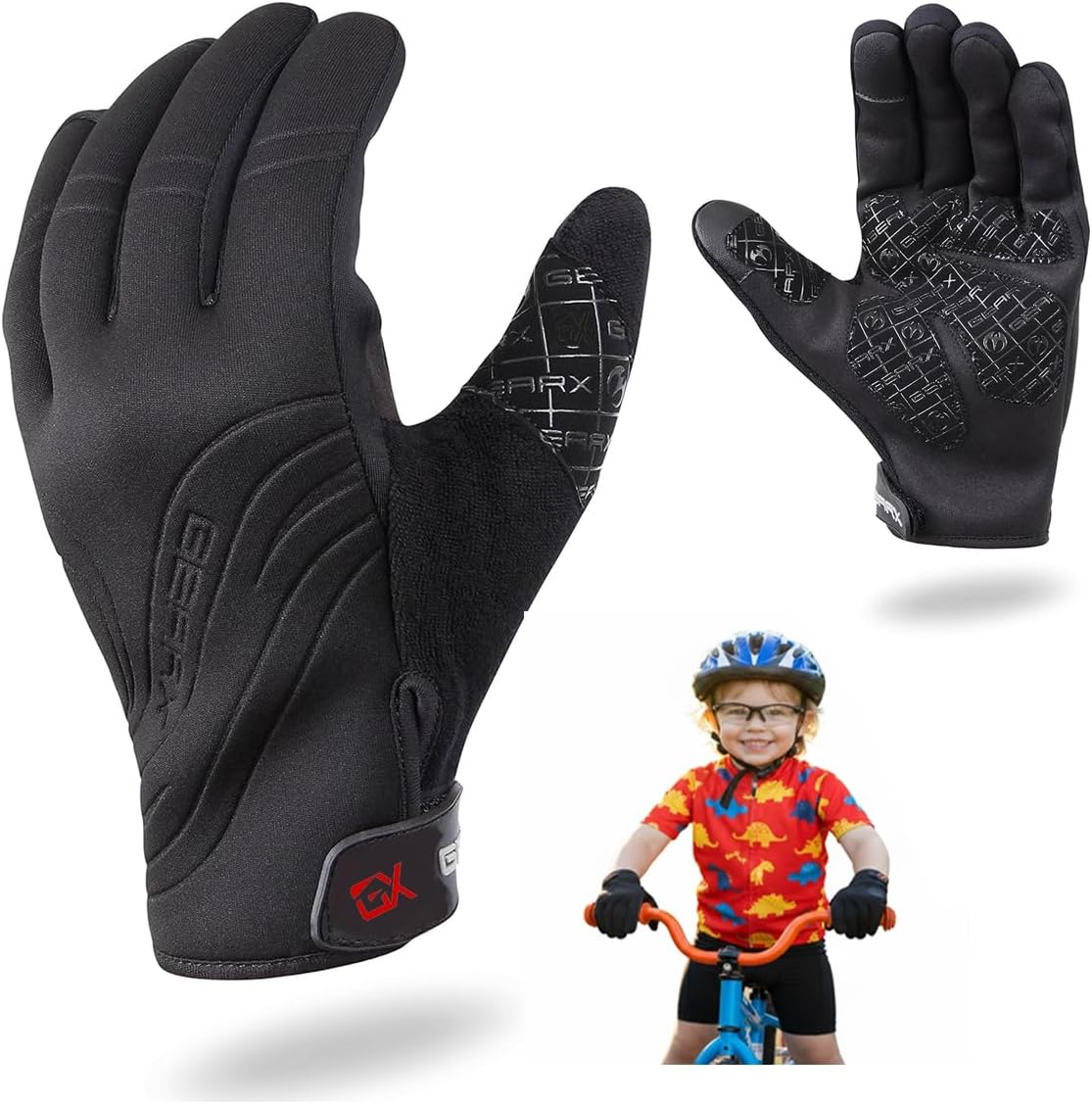 

Kids Neoprene Cycling Gloves BMX Mountain Bike Riding Youth MX Motocross Enduro Paintball ATV Quad Riding Karting Sports Hiking S чёрный