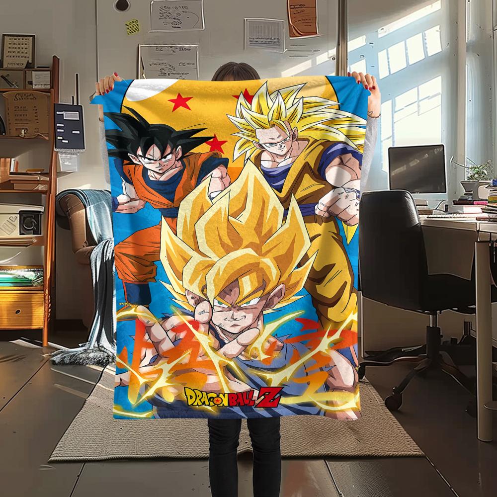 Dragon Ball Charakter Druck Flanelldecke Hohe Qualität Bequem für Alle Jahreszeiten Heimdekoration Wärme und Komfort Perfekt für Weihnachtsgeschenke