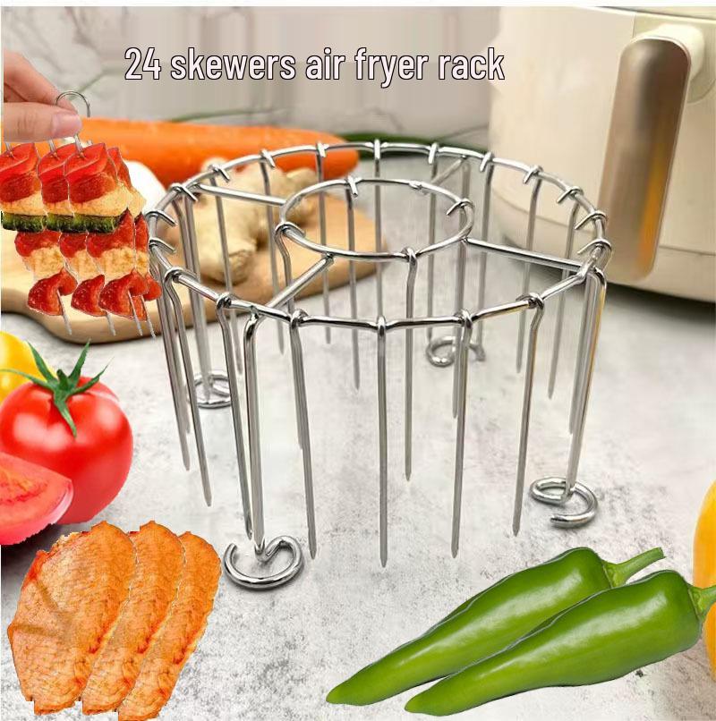 Premium Vertical Barbecue Grill: 304 Stainless Steel, Air Fryer Compatible, Holds 24 Skewers