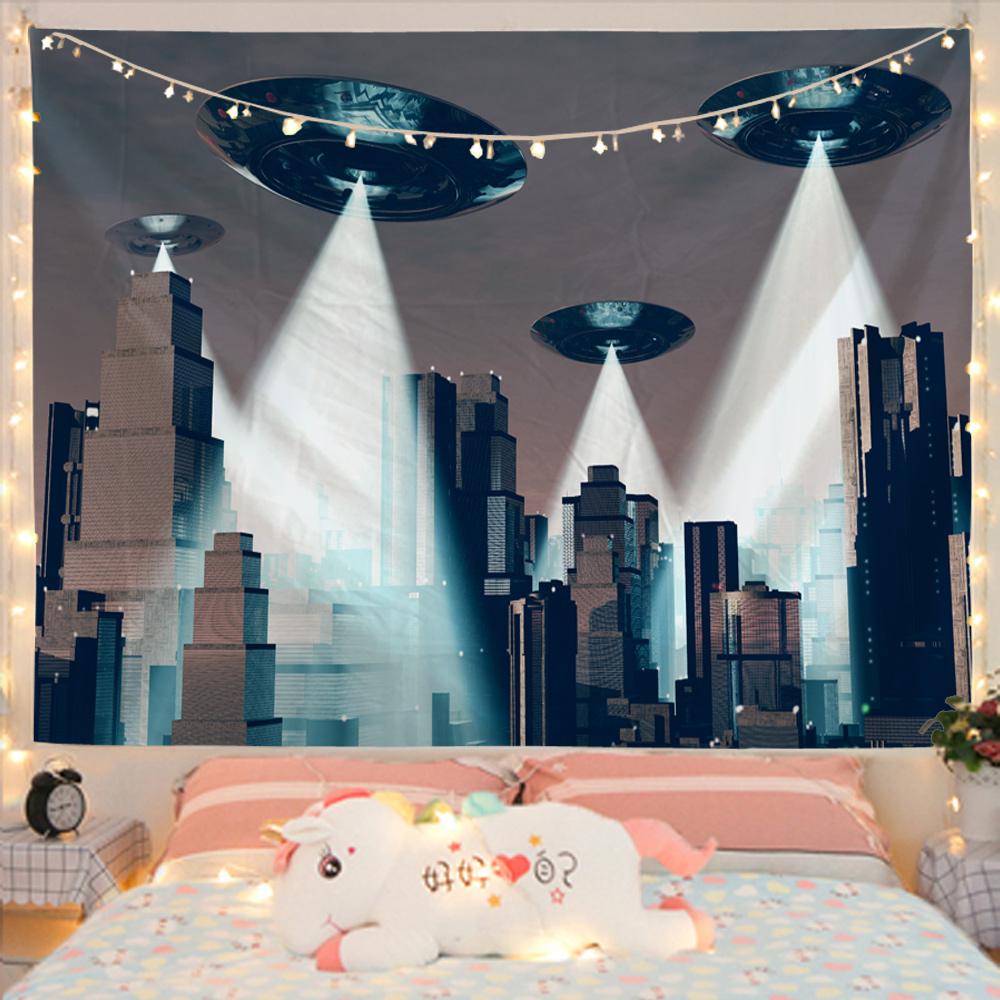 Mysterious Spaceship Tapestry Hanging Exoplanets Dorm Dormitory Star Universe Bedroom Living Room Home Decor