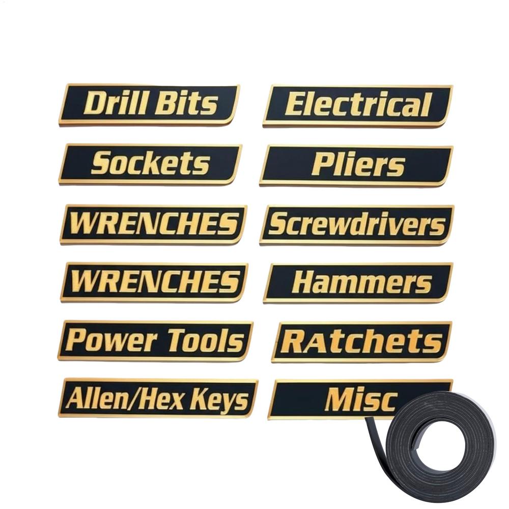 12pcs Magnetic Toolbox Labels Drawer Organize Tags With Magnet Stickers Reusable Tags for Steel Toolboxes for Identifying