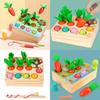 Wooden Carrot Pulling Fishing Insect Catching Toy For Cognitive Playtime Growth