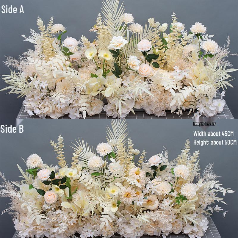 Large Wedding Aisle Runner with Silk Eucalyptus Flowers