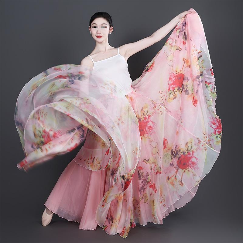 Yishi Classical Dance Printed Swing Skirt XXL