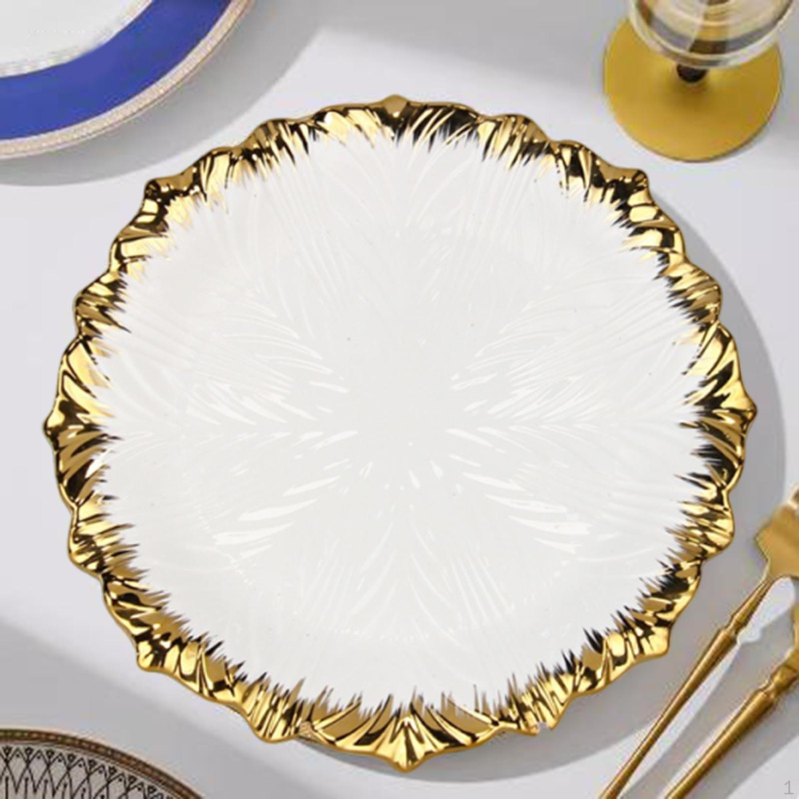 

Керамическая тарелка с золотым краем для праздничных посиделок и основных блюд 6 inch