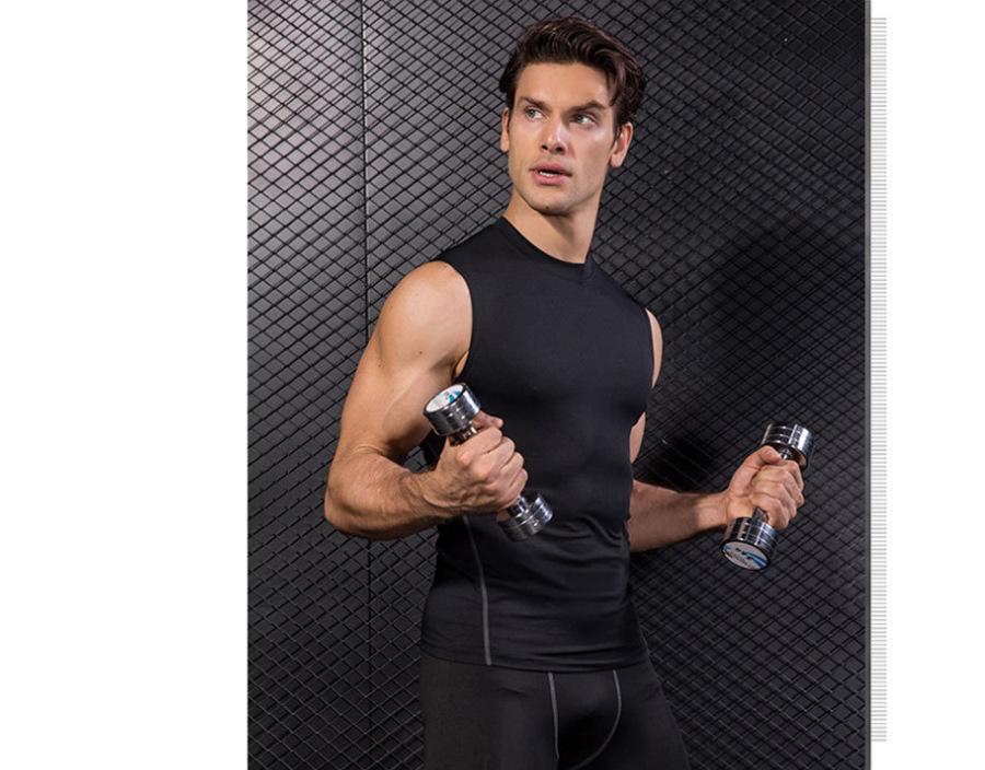 Herrars Snabbtorkande Slim Fit Ärmlös Gymlinne