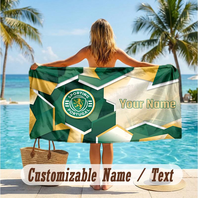 Custom Text Beach Towel, Soft Absorbent Swimming Multi-use TowelSporting CP