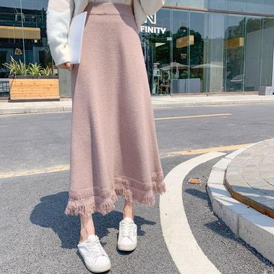 Knitted Midi Skirt for Women Autumn Winter A-Line Skirt for Matching Sweaters In Winter