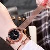 Women Round Bracelet Watch Starry Sky Analog Quartz Wristwatch with Clear Dial for Outside Office Business Meeting
