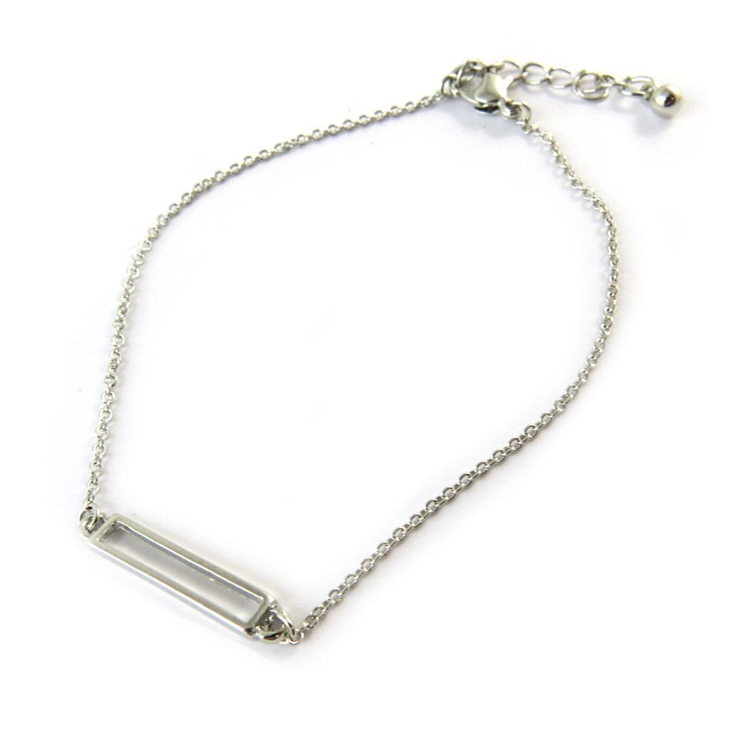 Les Trésors De Lily [N8131] - Silver 'Rectangle' Bracelet