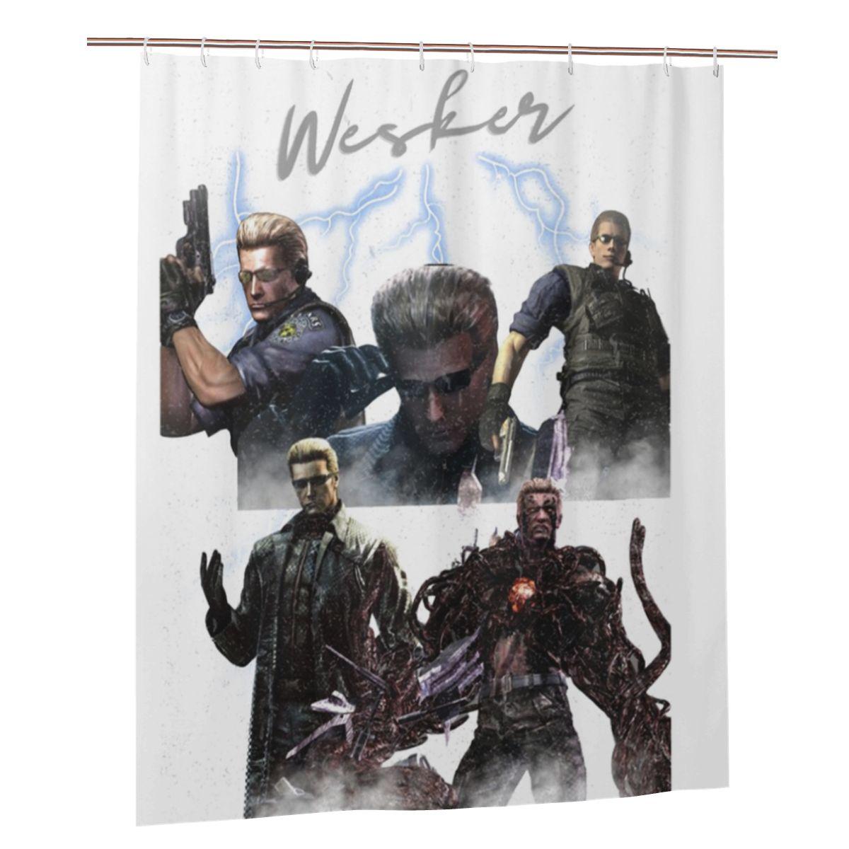 

Albert Wesker Collage Shower Curtain Bathroom Polyester Waterproof Bath Curtains With Hooks W60H190(CM)-1 Pcs