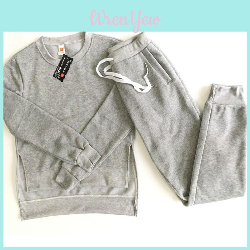 Tuta da Ginnastica da Donna Felpe con Cappuccio Pantaloni Set Colore Unico Abbigliamento Sportivo Casual Tuta 2 Pezzi Per Comfort Tutto il Giorno