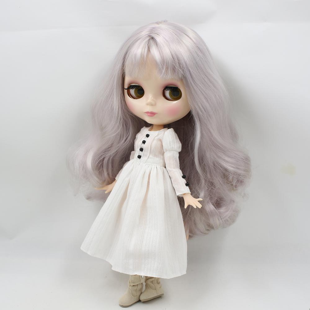 Outfits for Blyth Doll One Piece Simple White Dress Simple Dressing Suit for 1/6 Azone BJD ICY DBS