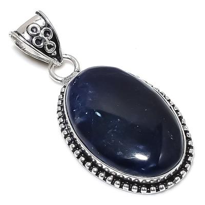 Natural Sodalite Gemstone Handmade 925 Sterling Silver Pendant 2.09" D3m06
