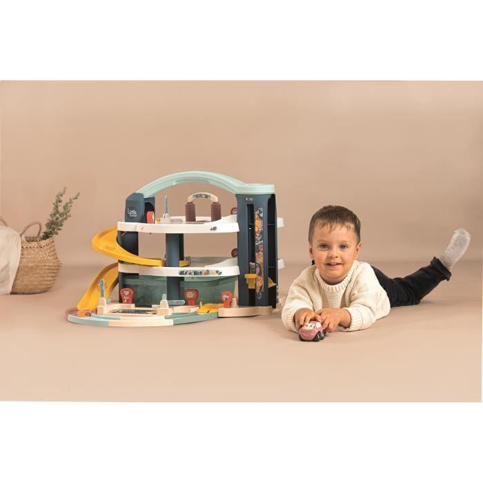 SMOBY - Garage 1er âge - Little Smoby - 3 niveaux - Accessoires inclus : 1 voiture, 1 hélicoptere, 4 pistes - Des 18 mois