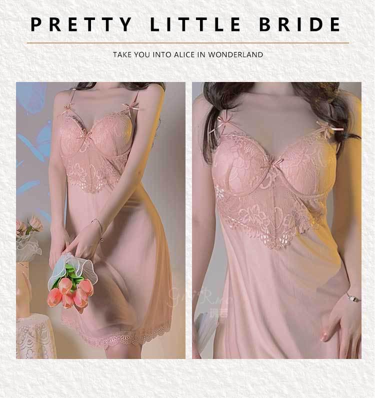 Elegant Underwire Camisole Nightgown with Chest Pads & Robe Set for Women