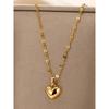Stainless Steel Gold Beloved Charm Pendant Necklace - Trendy Clavicle Chain for Women & Girls, Holiday Gift