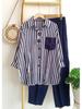 Zestaw dwuczęściowy casual w paski z długim rękawem plus size