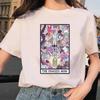 Tarot Card Flower Funny Time Graphic Print T Shirt Fashion Casual Crew Neck Short Sleeve  T Shirt Women