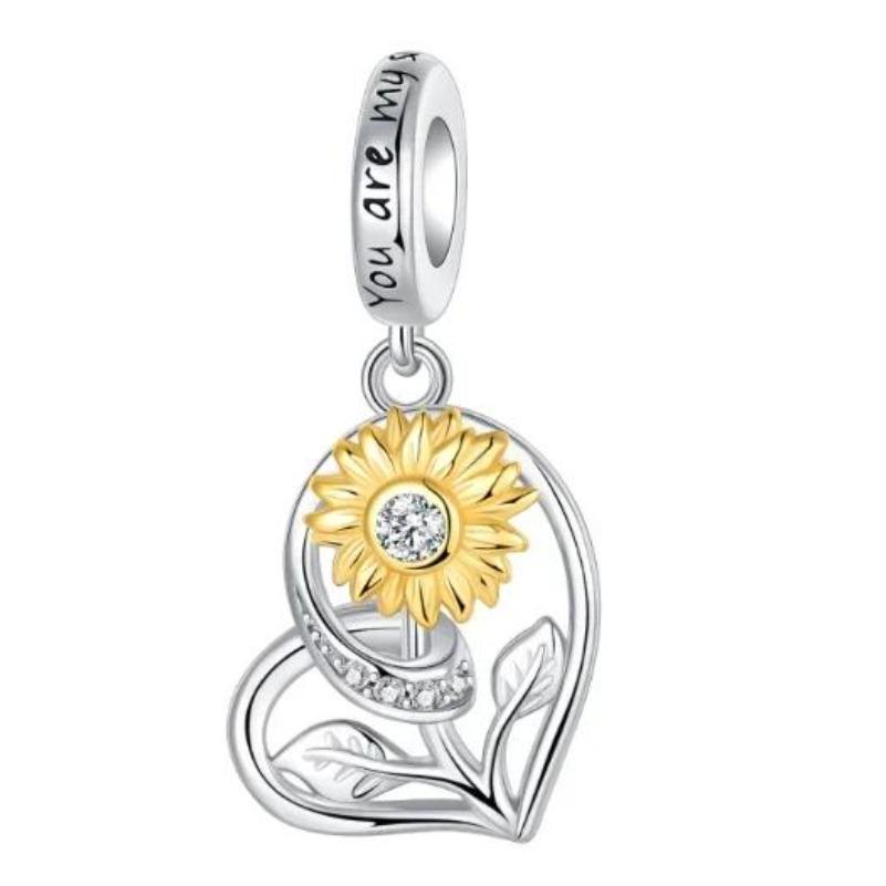 Copper Colorful Flower Charm Roses Tulip Daisies Bead Pendant Fit Original Necklace Bracelet Women Jewelry Diy Gift