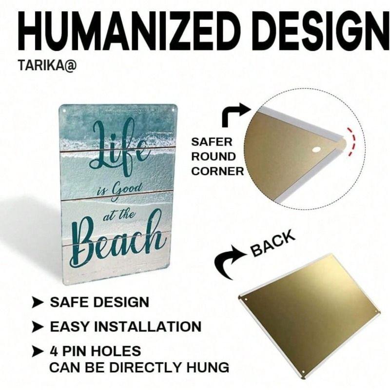 Metal Wall Art Retro Beach 8x12 Inch Vintage Tin Sign for Home Kitchen Bar Cafe