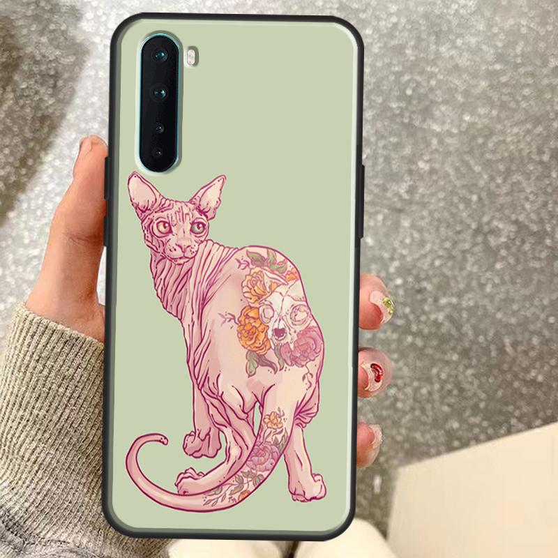 Sphinx Cat Printing Drawing Case For OnePlus 13T 10T 8T 10 Pro 15 13 12 11 15R 13R 12R Nord CE 5 2 3 4 Lite N20 N30 Coque