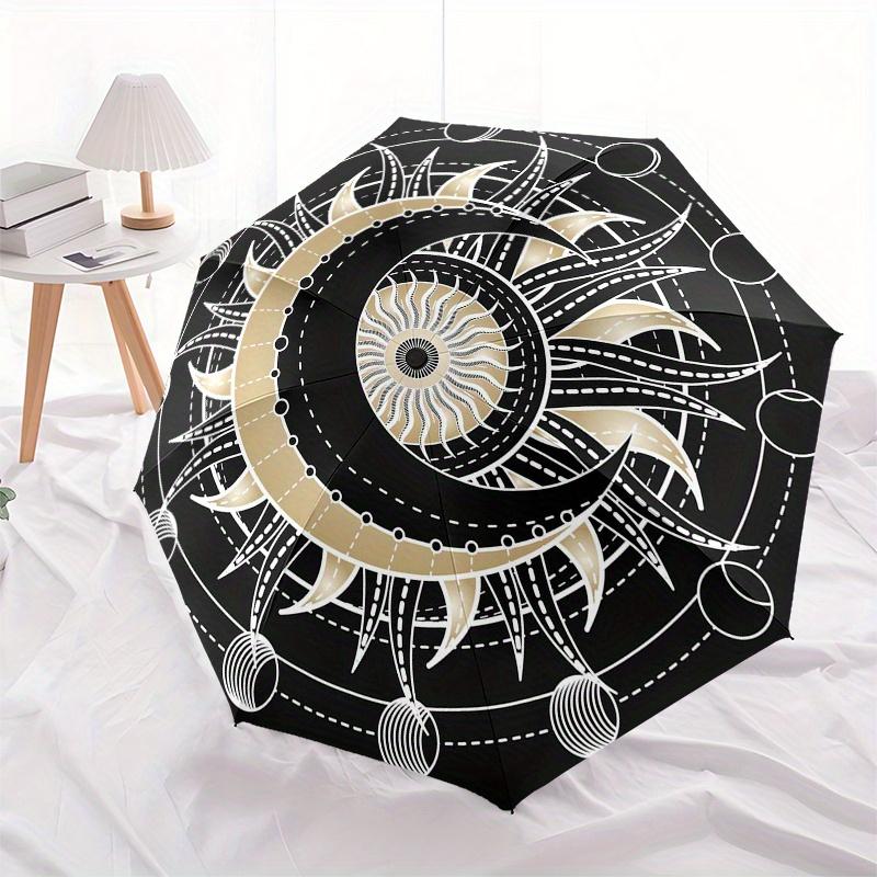 Golden Celestial Wheel Mandala Umbrella, Portable 3-Fold Umbrella for Men & Women,Christmas Gift ES256