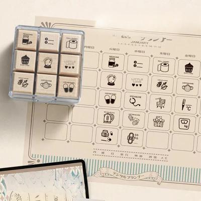 Karikatür Çubuk Figür Desen Ahşap Pullar Kadınlar Dönemi Günlük Yaşam Serisi Takvim Planlayıcı Pul Scrapbook Günlük Kitap Mührü
