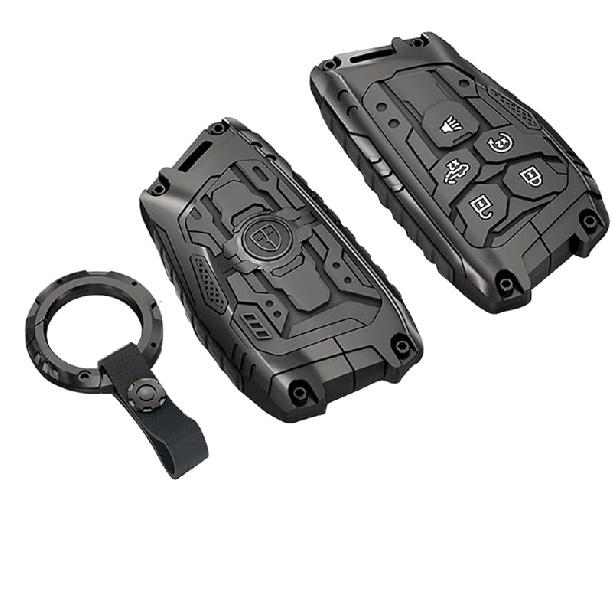 Metal Key Fob Cover Compatible With 2018- Toyota RAV4 Camry Corolla Avalon C-HR Prius GT86 Highlander Full Protection Key Case Shell 4 Keys Vacuum