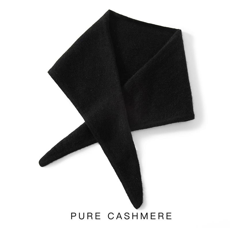 100% Pure Cashmere Women's Triangle Scarf - Solid Color, Autumn/Winter Versatile Knit Warmth