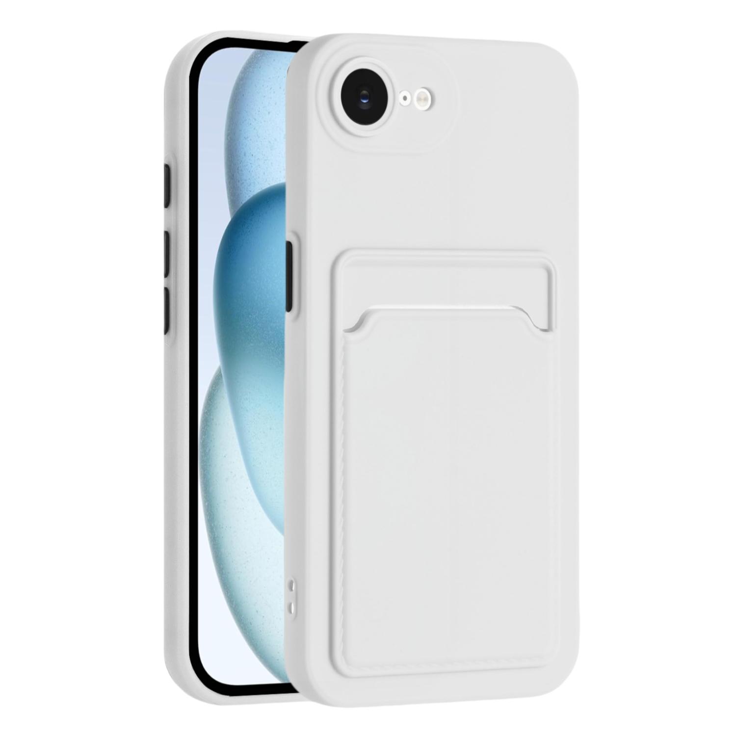 

For iPhone 16e Case Card Slot Matte Fingerprint-Free Back Cover White