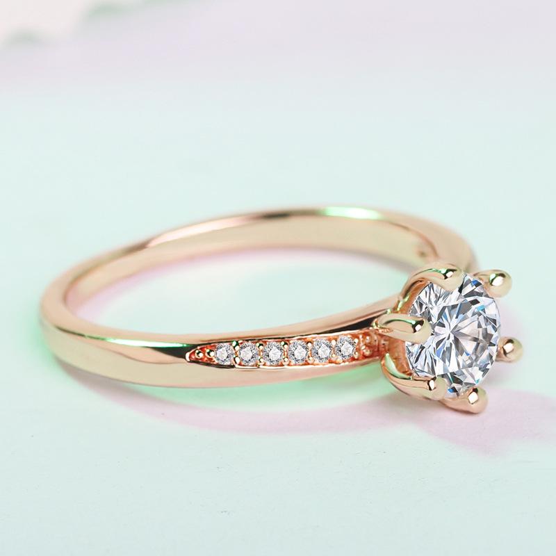Hand Jewelry European and American Popular Six Claw Diamond Ring Couple Wedding Ring White Copper Jewelry