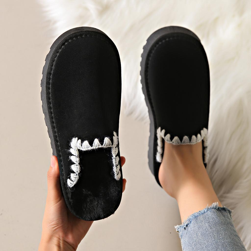 Winter velvet thickened, flat bottom anti-water ingress matte leather top TPR non-slip, snow boots for women