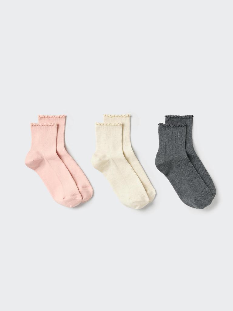 Uniqlo Socks 3 Pairs Crew Ruffle