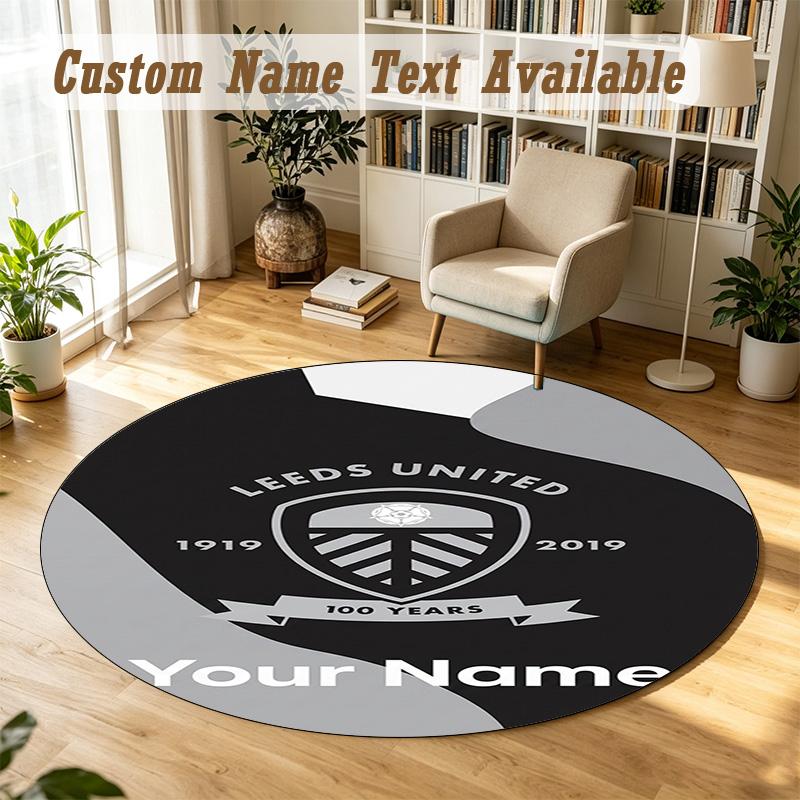Round Rug Custom NameLeeds United Pattern Non Slip Carpet Home Floor Decor