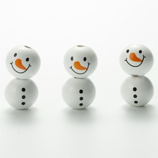 Snowman Bead Garland Exquisite Adorable Wood Rustic White Christmas Snowman Bead for Home Decor