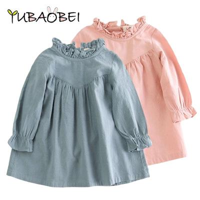 Frühling Herbst Koreanischen Stil Baby Mädchen Langarm Kleid Baumwolle Und Leinen Lose Prinzessin Kleid