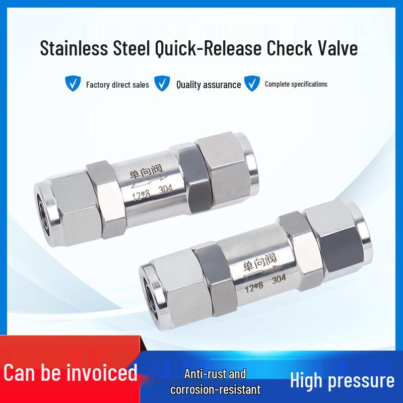 304 Stainless Steel Quick-Connect One-Way Check Valve for Soft Air PU/PTFE Rubber Hose