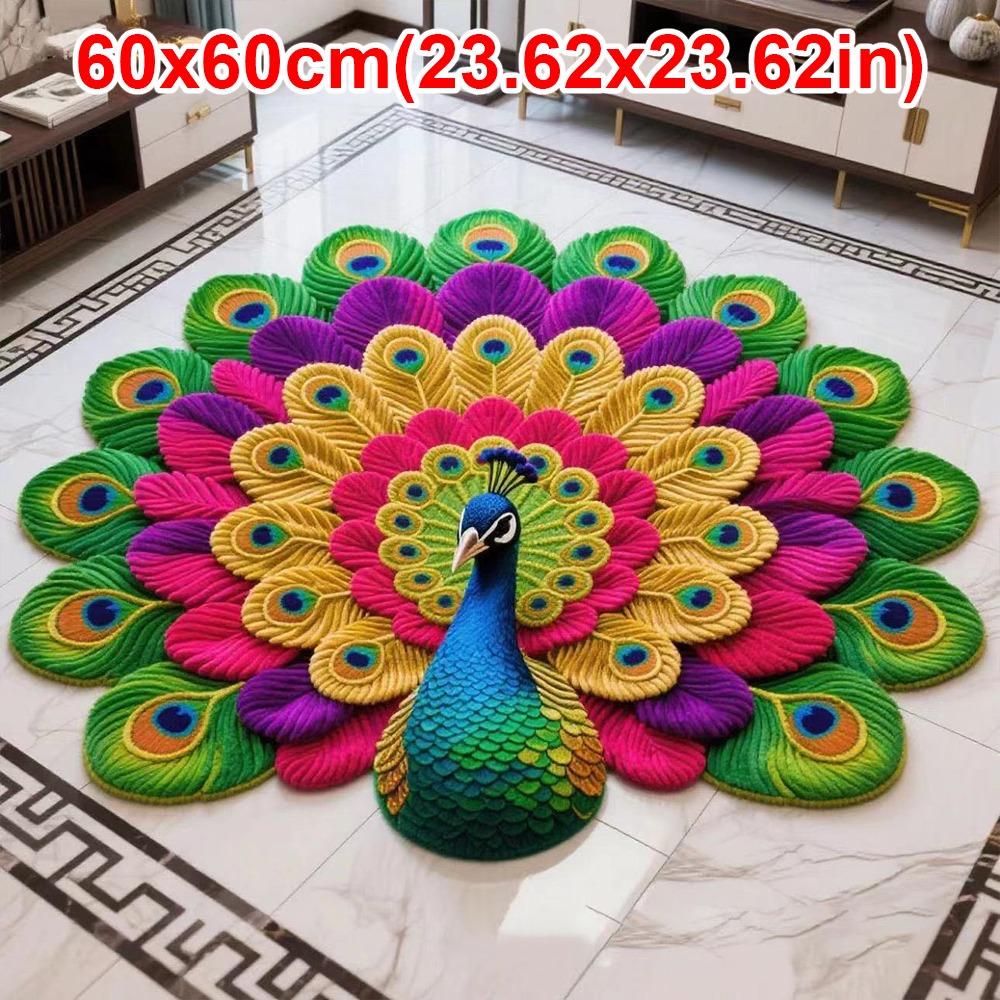 Soft Peacock Carpet Non-slip Bathroom Floor Mat Durable Blanket  for Living Room Tea Table Bedside