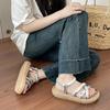 Fashion Versatile Sandals Rhinestone Cross Strap Sandals Women's Spring and Summer New Simple and Comfortable Beach Shoes