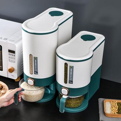 5KG / 10KG Pirinç Dispenseri, Pirinç Kabı, Ölçüm Kablı Pirinç Dispenseri, Böcek Korumalı Kuru Gıda Kapaklı Büyük Tahıl Pirinç Saklama Kabı