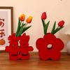 Good Fortune Wedding Red Flower Vase Good Luck Best Wishes Flower Arrangement Vase Blessings Flower Pot Basket Wedding Supplies
