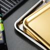 Stainless Steel Barbecue Plate Rectangular Snack Plate Grill Pan Fried Chicken Plate With Dipping Tray Dumpling Plate