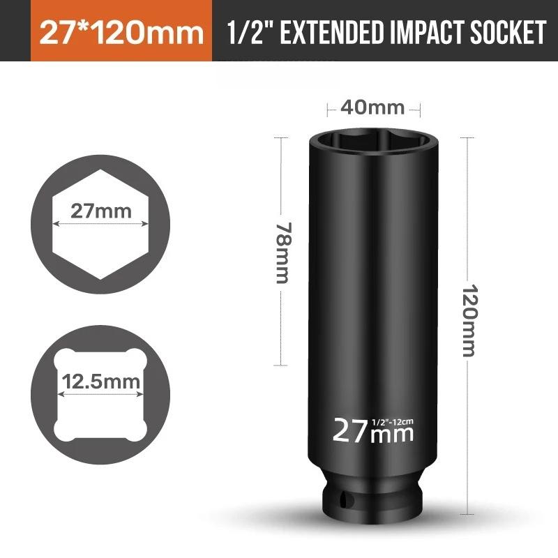 Electric Wrench Socket Connecting Rod Suitable for Hi-Spec 1/2" Extra Long Drive Impact Socket Pneumatic Sleeve Extension Rod