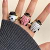 Geometric Insect Drip Oil Ring Korean Fashion Beetle Painting Ring Minority Design Jewelry Accessories Chunky Enamel Ring Gift
