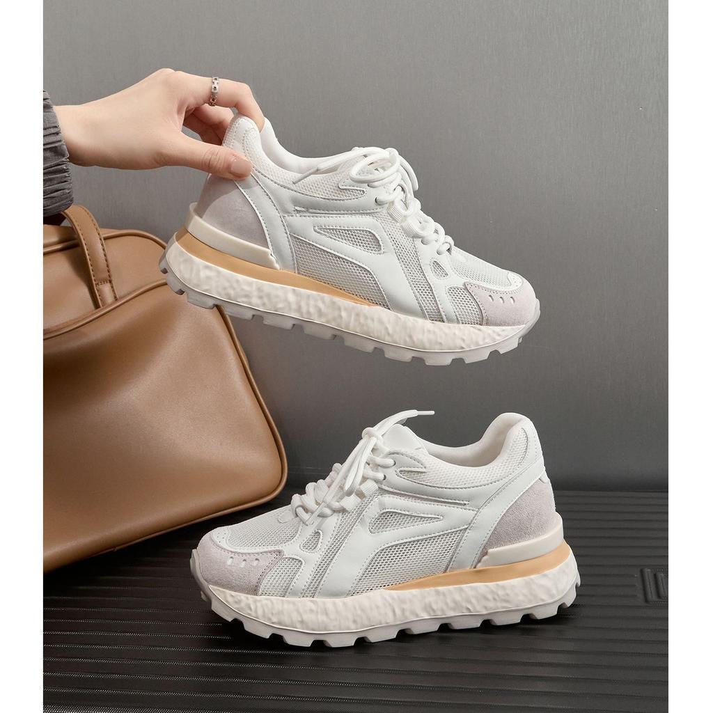 Small CM inner height-increasing women's shoes autumn retro mesh platform casual sports shoes Forrest Gump training shoes
