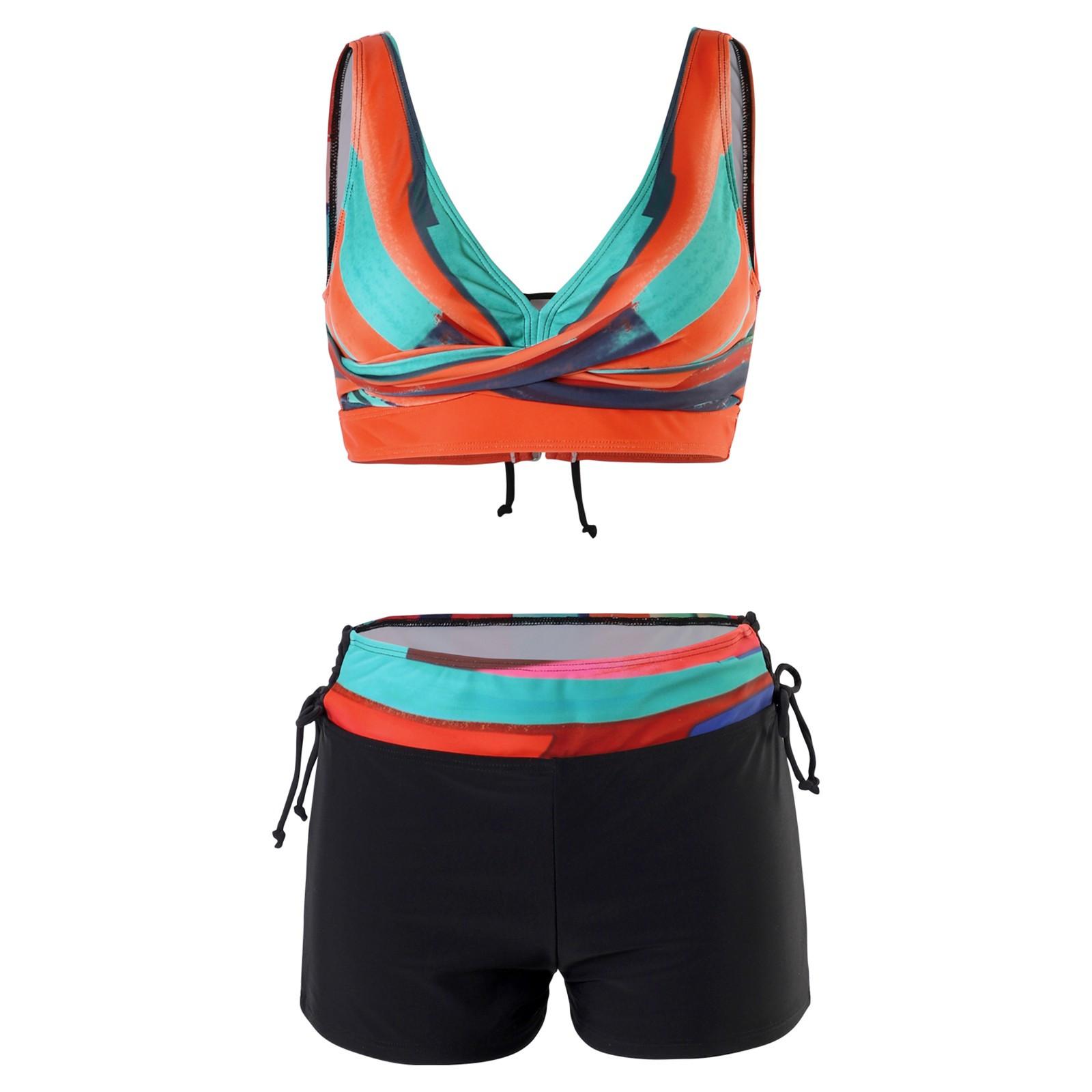 

Женский раздельный модный сексуальный бикини с принтом и накладкой на грудь без стального бюстгальтера купальник XXL оранжевый